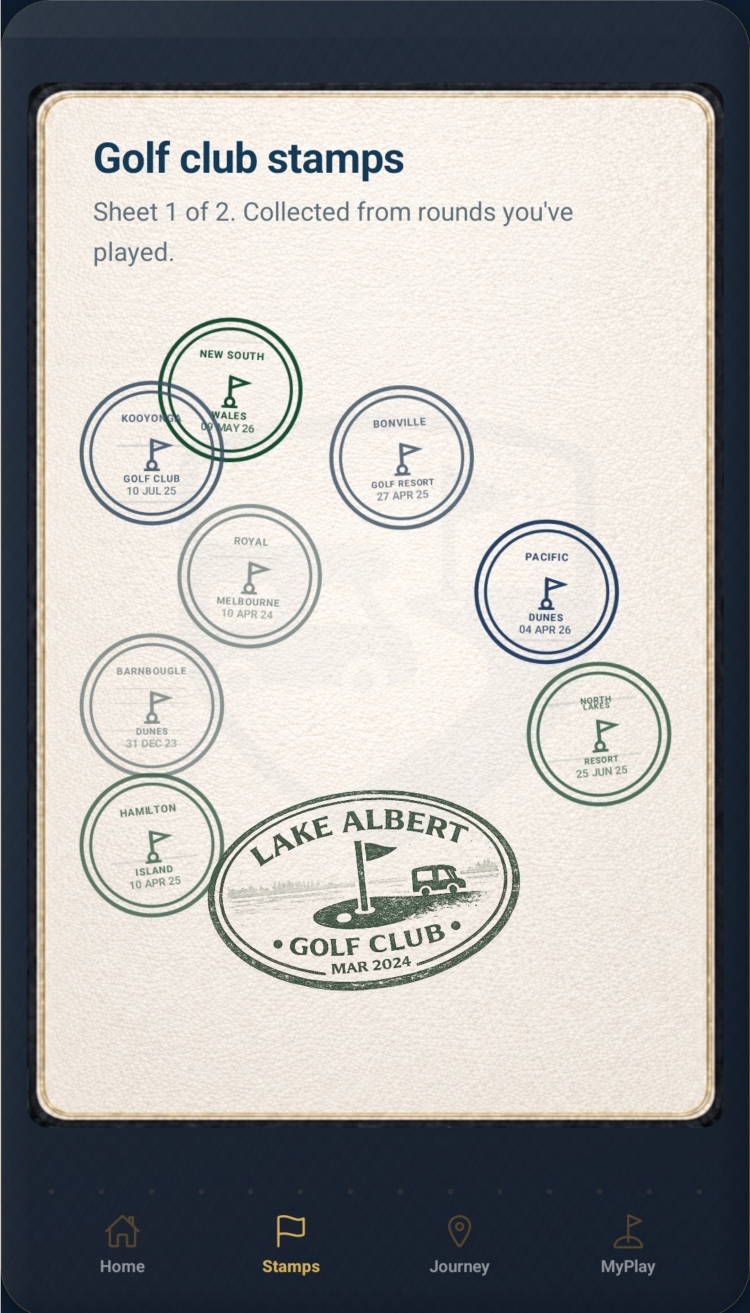 VanGolf Passport screen preview